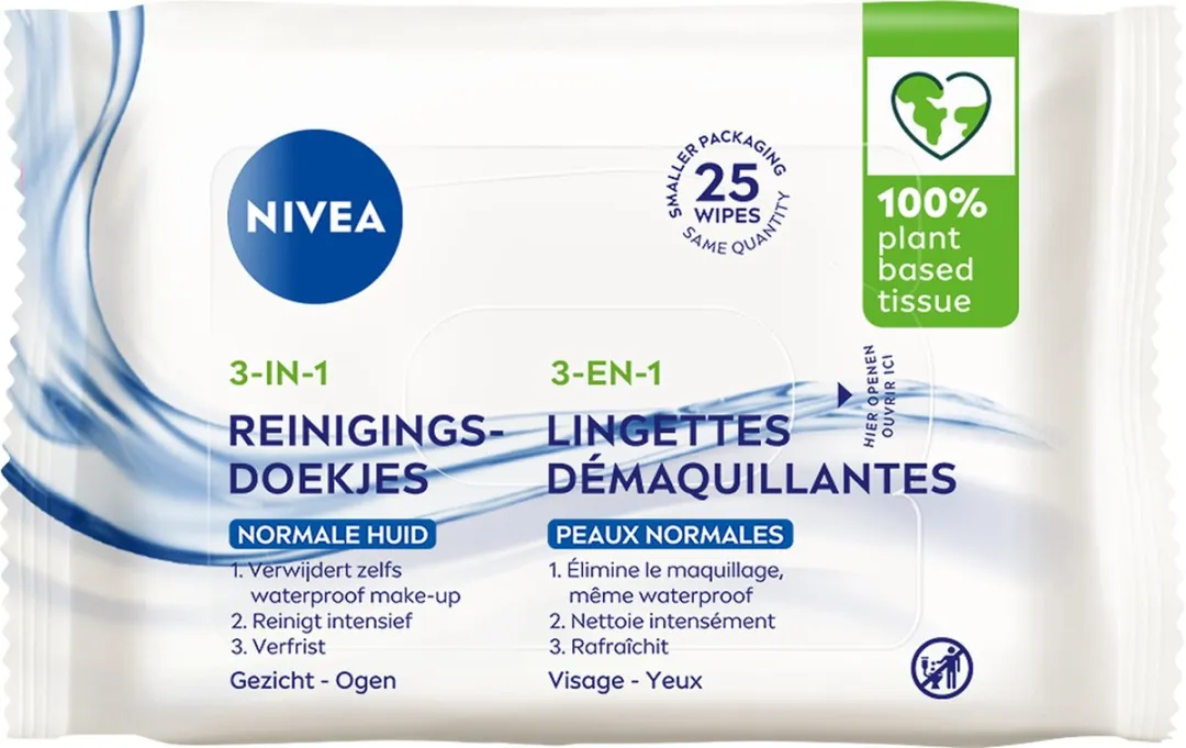 NIVEA 3-in-1 Verfrissende Reinigingsdoekjes - 150 Stuks