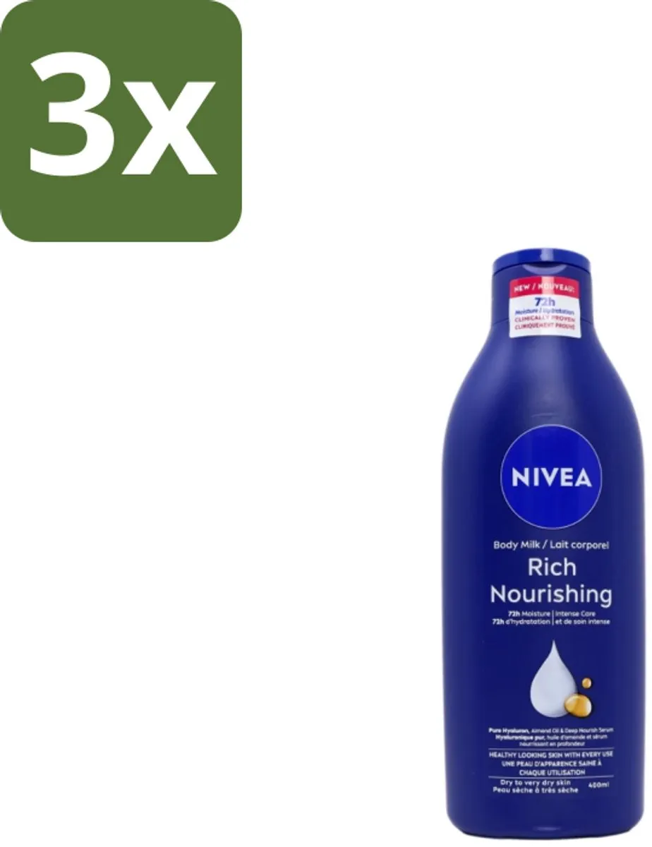 NIVEA Bodylotion Voor Droge Huid 1200ml - 3 Stuks