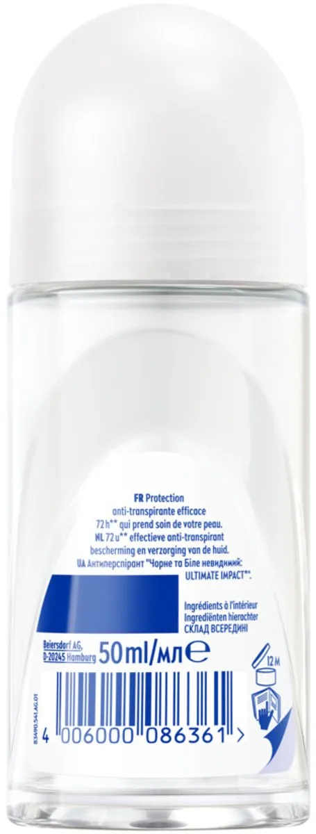 NIVEA Deodorant Roller Zwart & Wit Ultieme Impact 50ml - 10 Stuks