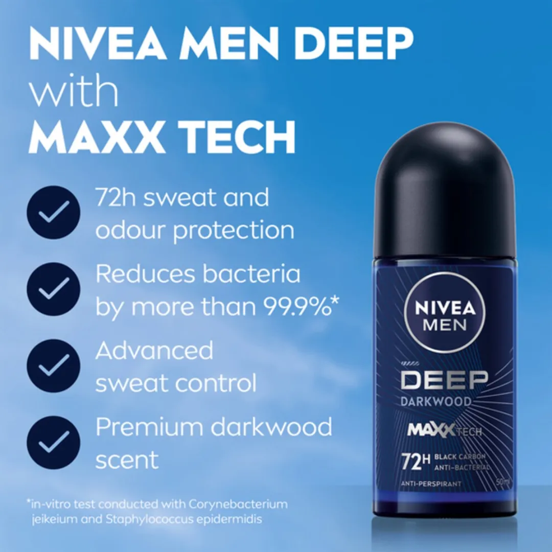 NIVEA Men Deodorant Roller Deep 50ml - 3 Stuks - afbeelding 4 van 6