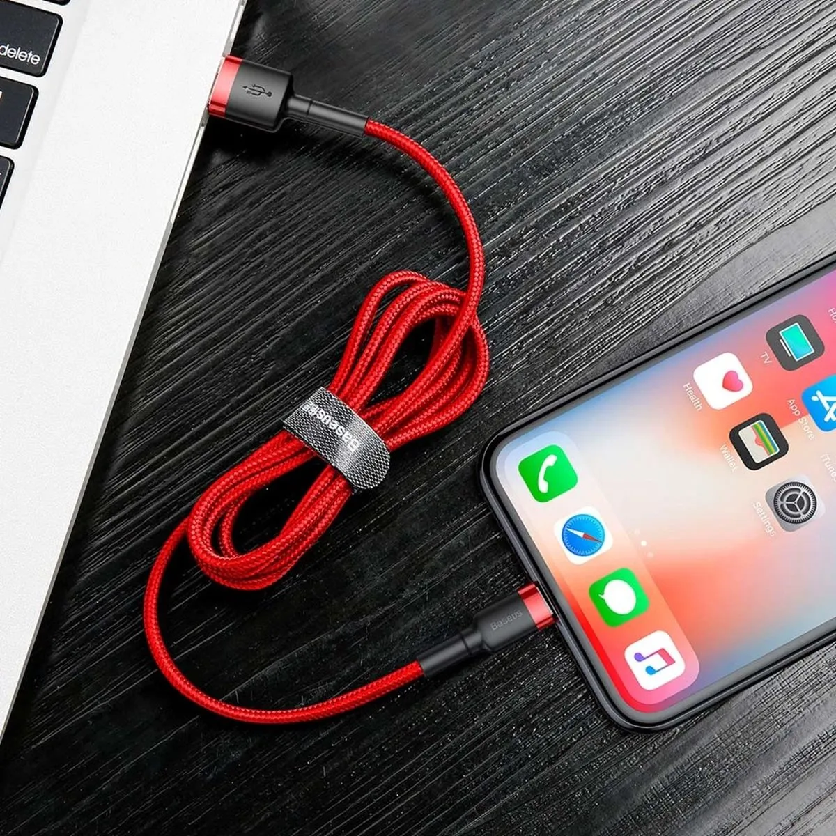 Baseus Cafule Nylon USB/Lightning Kabel QC3.0 3M - Rood