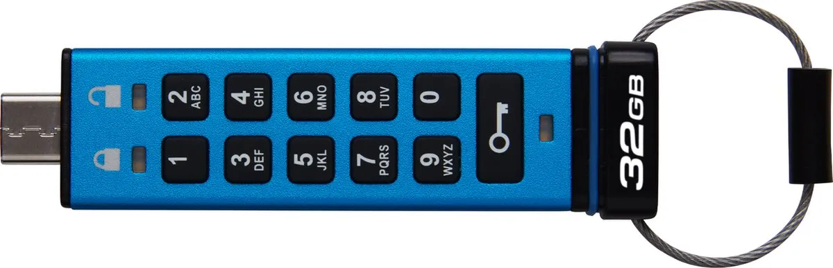 Kingston IronKey Keypad 200C 32GB USB-C - Blauw