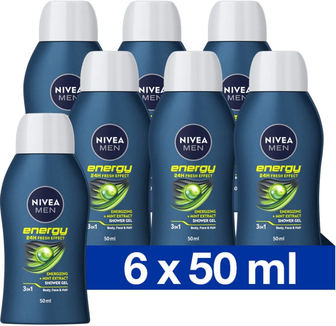 NIVEA Men Douchegel Energy Mini - 6x50ml Reisformaat