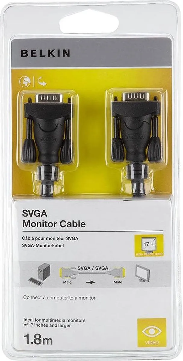 Belkin SVGA Monitorkabel F3H982cp1.8M - 1,8m - Zwart