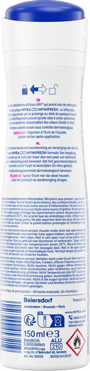 NIVEA Fresh Flower Deo Spray 6x150ml - Aluminiumvrij