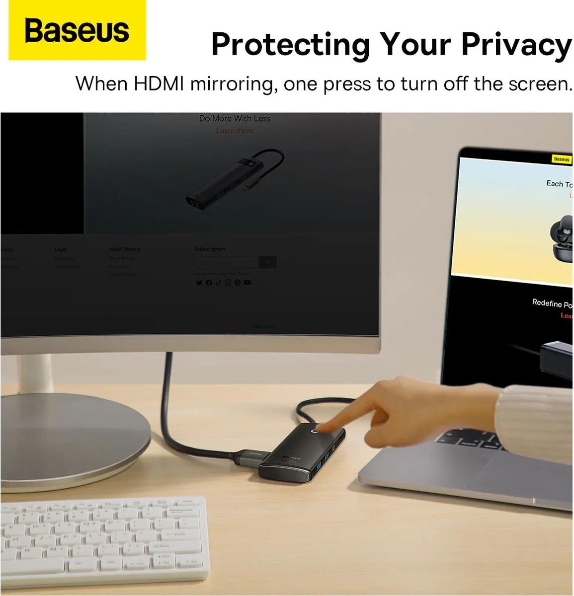 Baseus WKQX-05 Lite HDMI Hub - 4K@30Hz - USB-C/USB-A 5Gbps - SD/microSD - 20cm