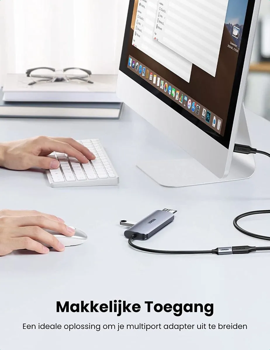 Ugreen USB-C Verlengkabel 100W 10Gb/s 1m - Zwart