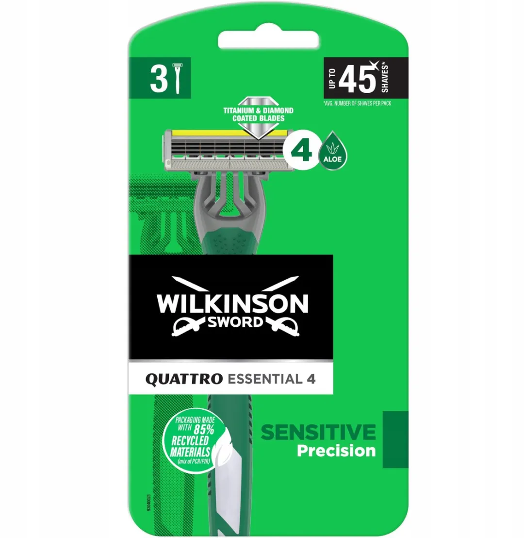 Wilkinson Quattro Essential 4 Sensitive Scheermes - Grijs/ Groen
