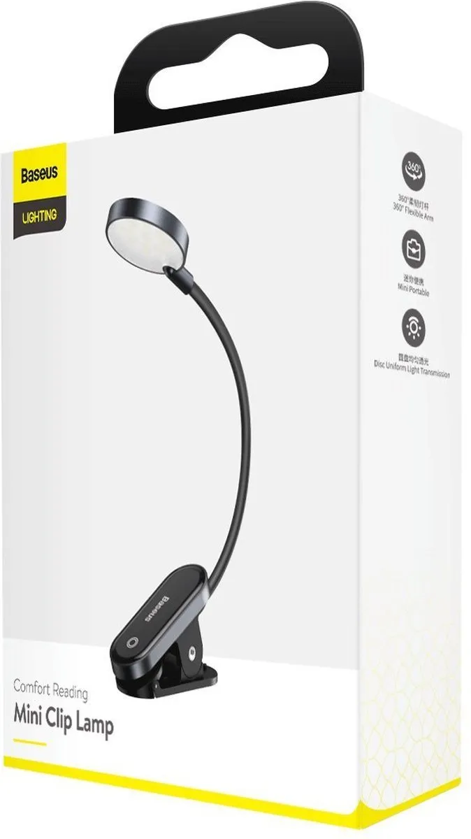 Baseus Mini Cliplamp - Oplaadbaar Nachtlampje Zwart