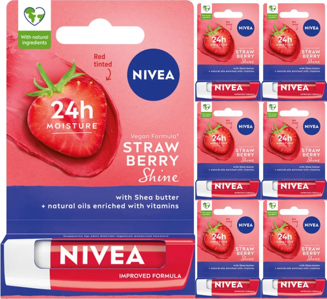 NIVEA Lippenbalsem Strawberry Shine 6x4.8g