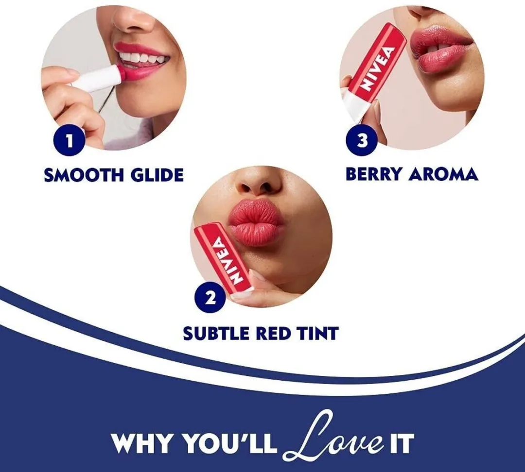 NIVEA Lippenbalsem Strawberry Shine 6x4.8g - Aardbei Rood