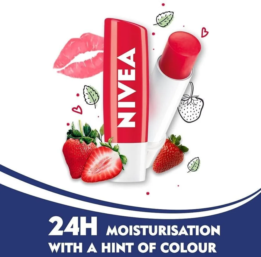 NIVEA Lippenbalsem Strawberry Shine 6x4.8g - Aardbei Rood