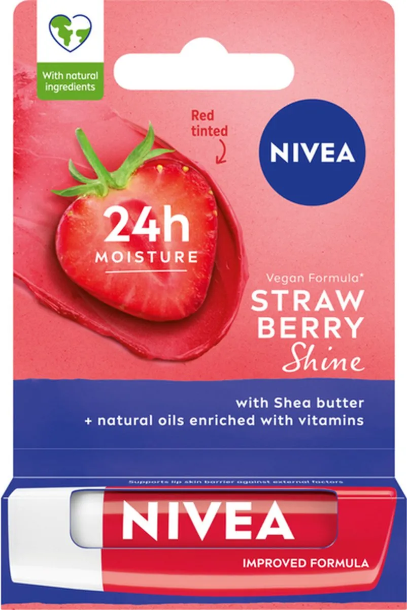 NIVEA Lippenbalsem Strawberry Shine 6x4.8g - Aardbei Rood