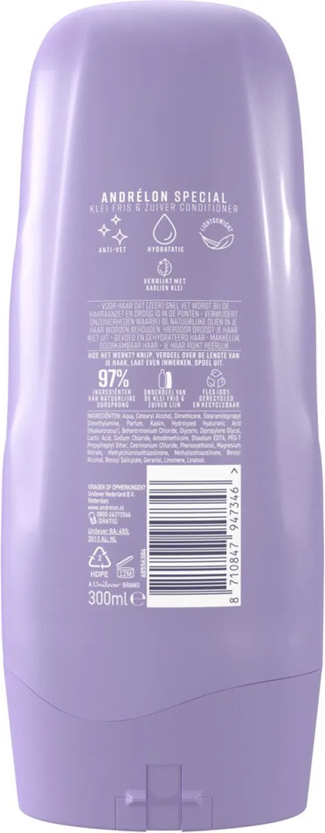 Andrélon Klei Fris & Zuiver Cremespoeling 300ml