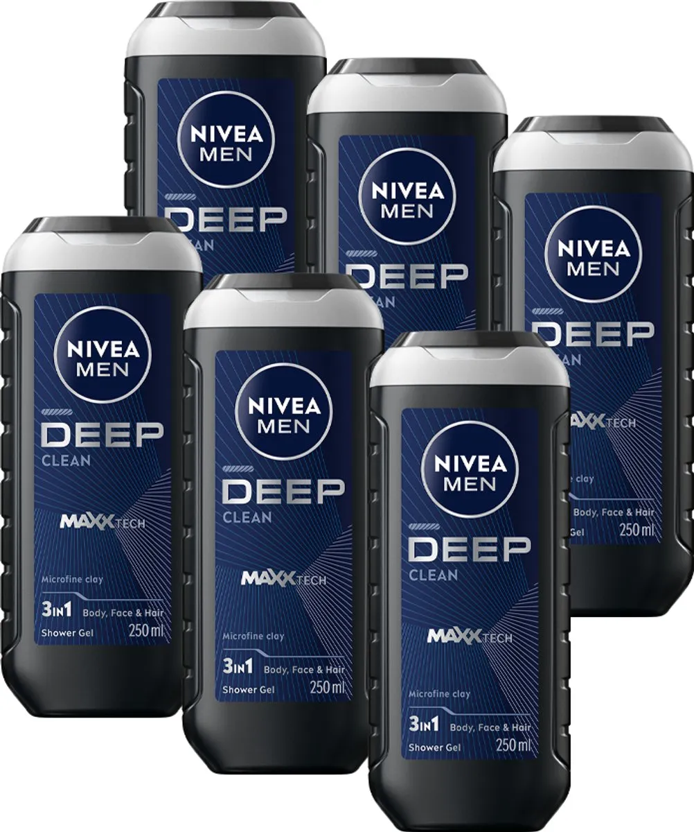 NIVEA MEN Deep Clean Douchegel 6x250ml