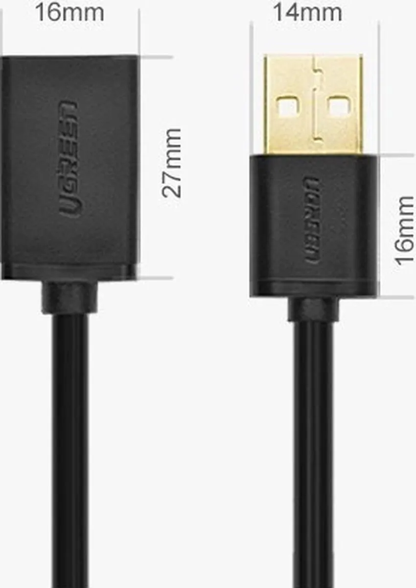 Ugreen USB Adapterkabel M/V 1m - Zwart