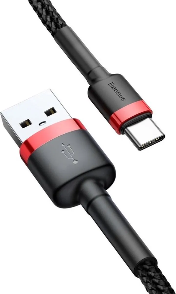 Baseus Cafule USB naar USB-C Kabel 2m - Zwart/Rood