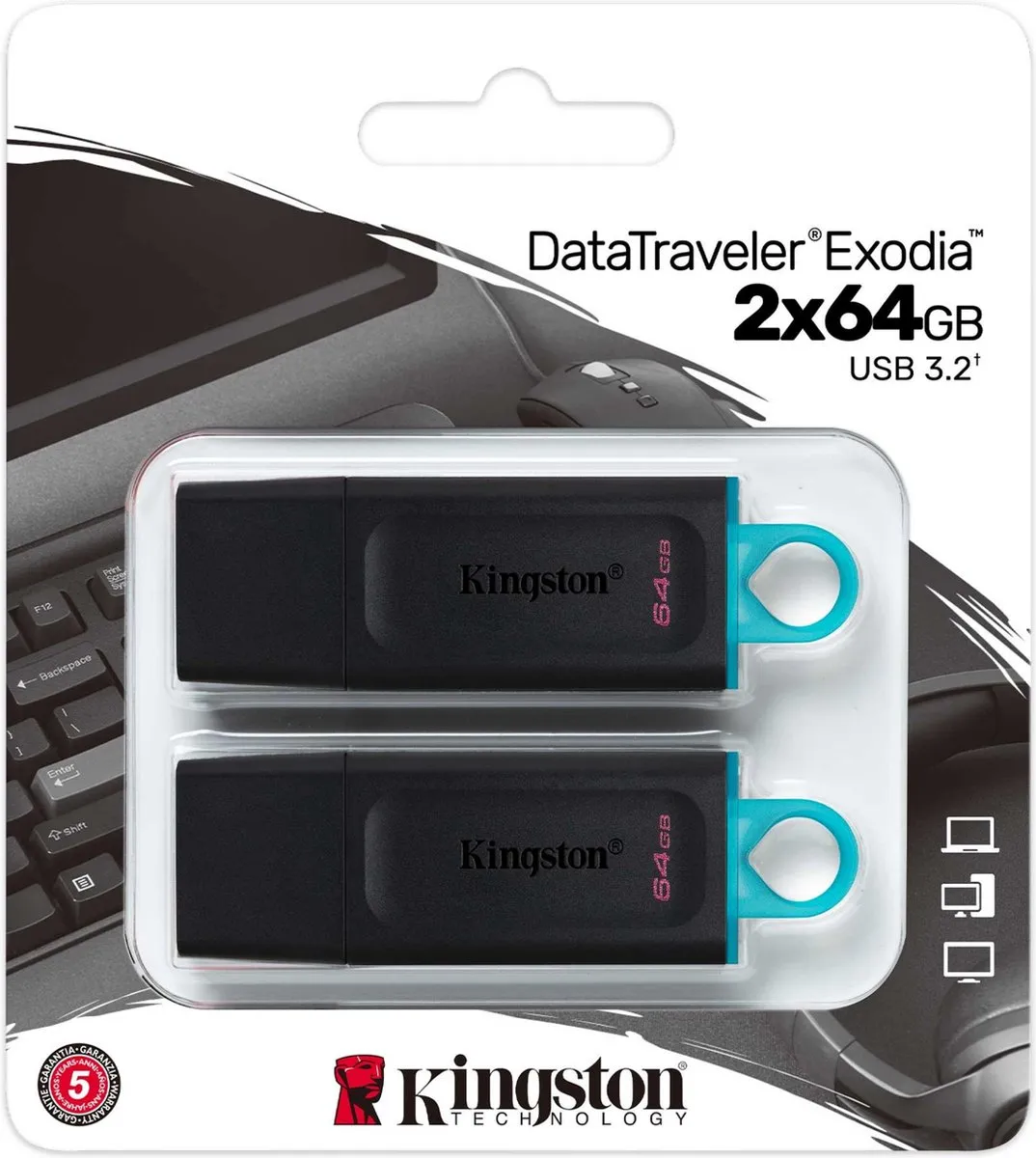 Kingston DataTraveler Exodia USB-stick 64GB - 2 Stuks