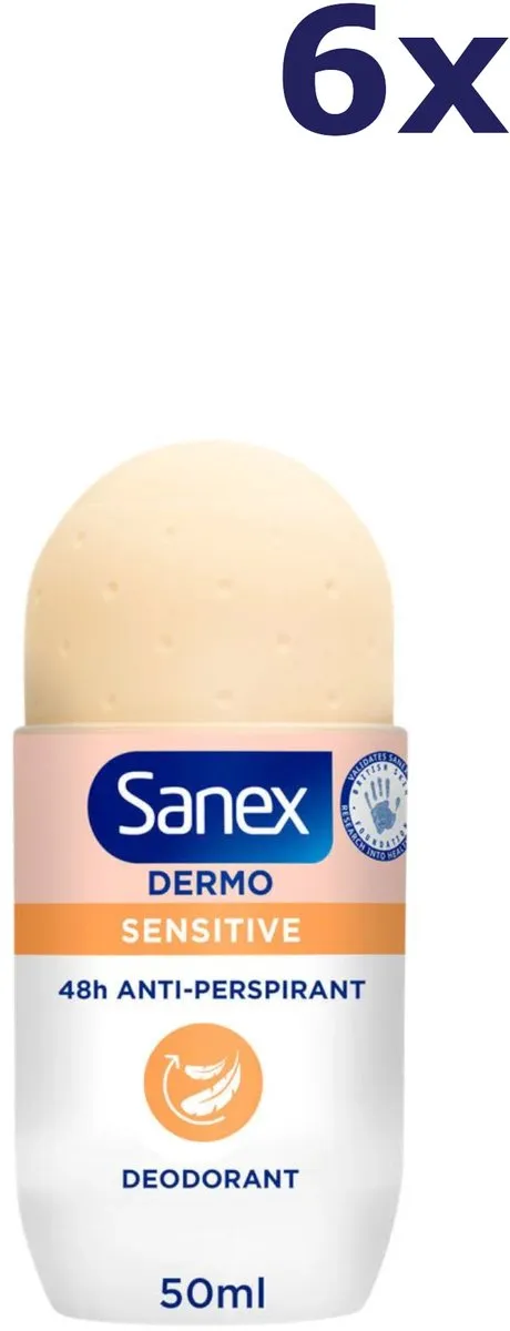Sanex pH Balance Dermo Sensitive Deodorant Roller - 300ml (6x50ml)