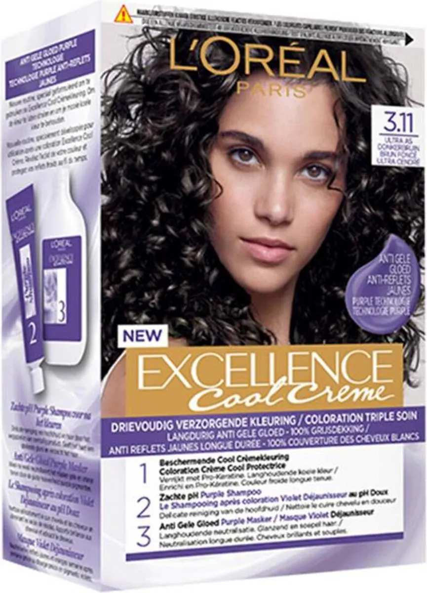 L'Oréal Paris Excellence Crèmekleuring 3.11 Ultra As Donkerbruin - 3 Stuks - afbeelding 6 van 6