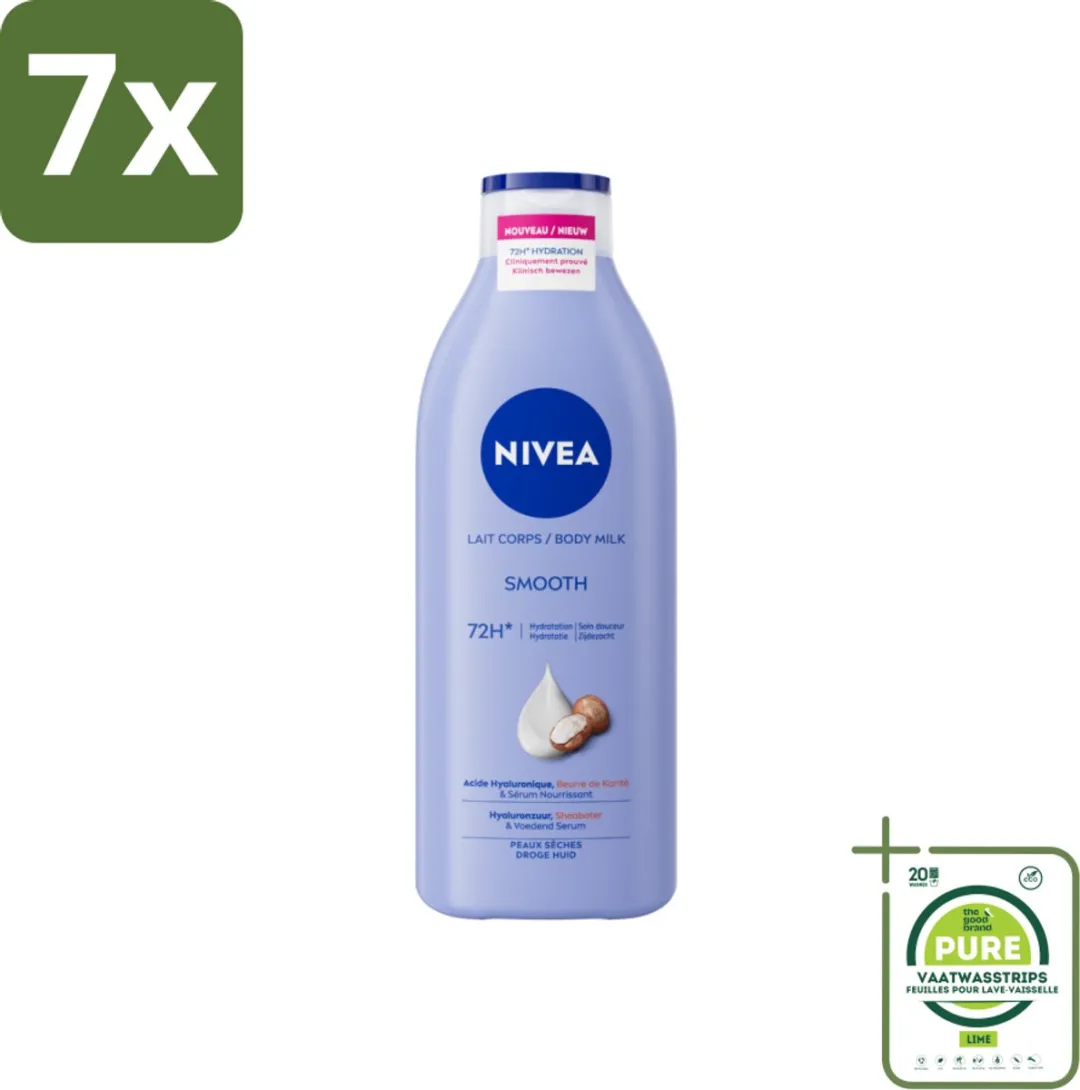 NIVEA Smooth Body Milk Sheaboter 400ml - 7 Stuks