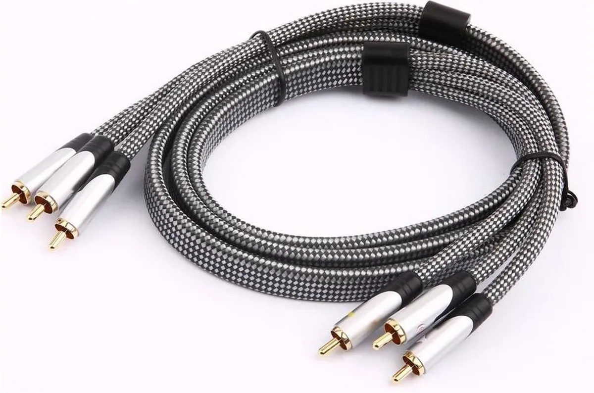JVC Videokabel RCA Male/Male 1,5m - Goud/Zilver/Zwart