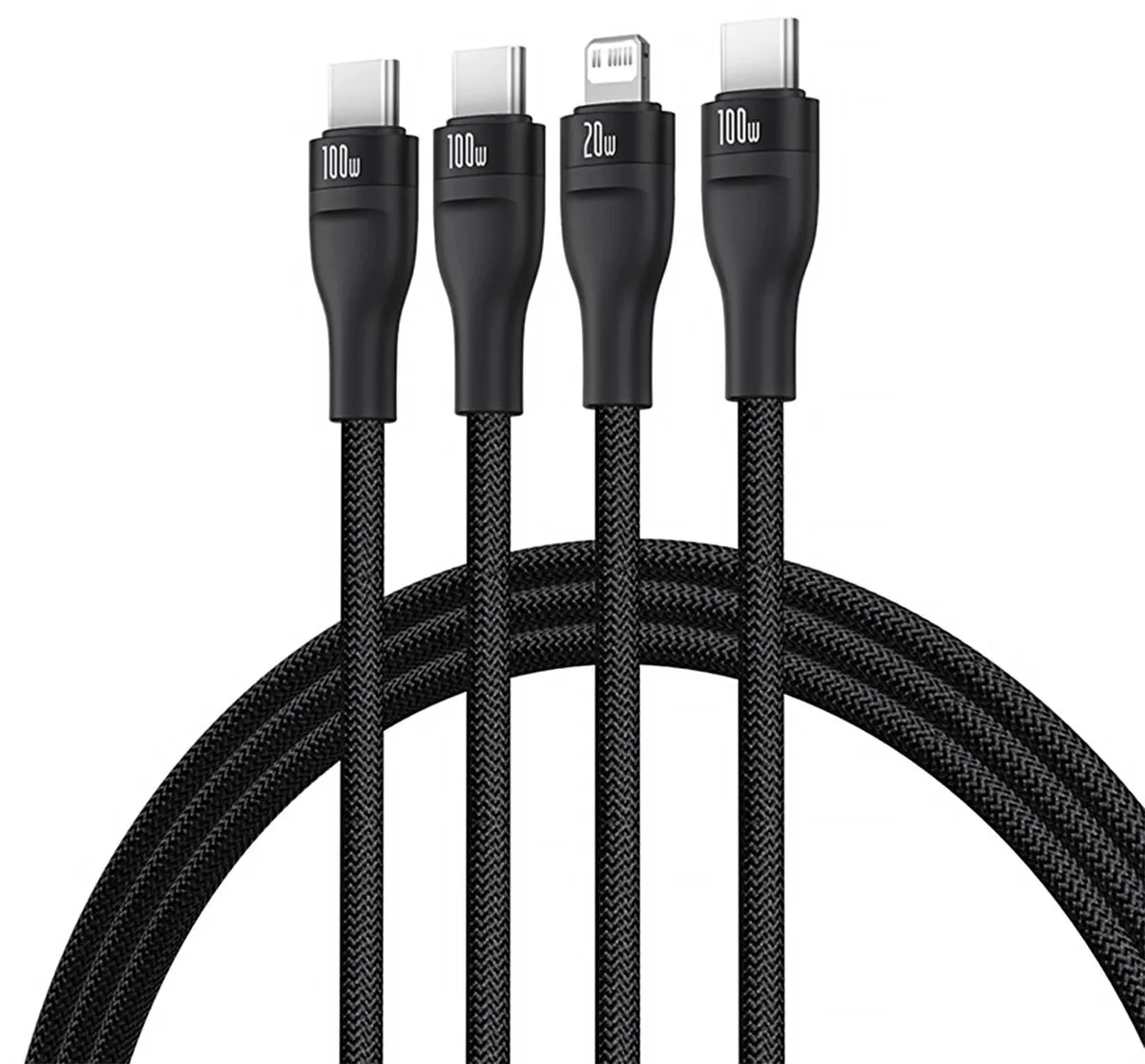 Baseus 3-in-1 USB-C naar Lightning Kabel 1,5M 100W - Transparent - afbeelding 6 van 6