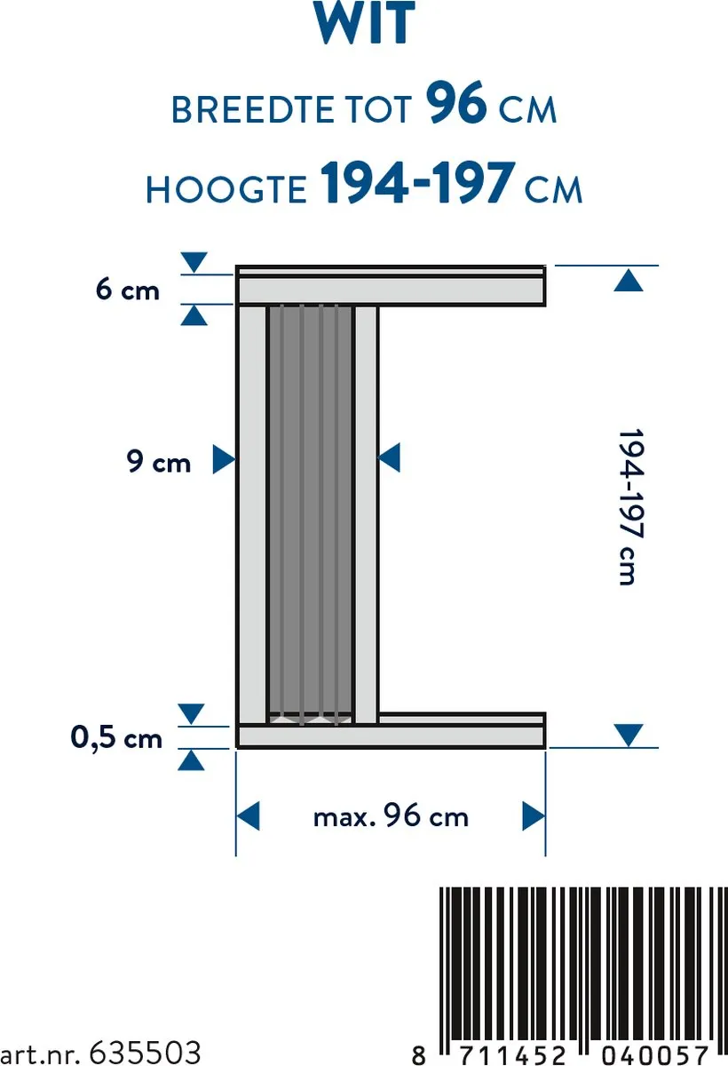 CANDO Plissé hordeur A op maat 96x194-197 wit s900
