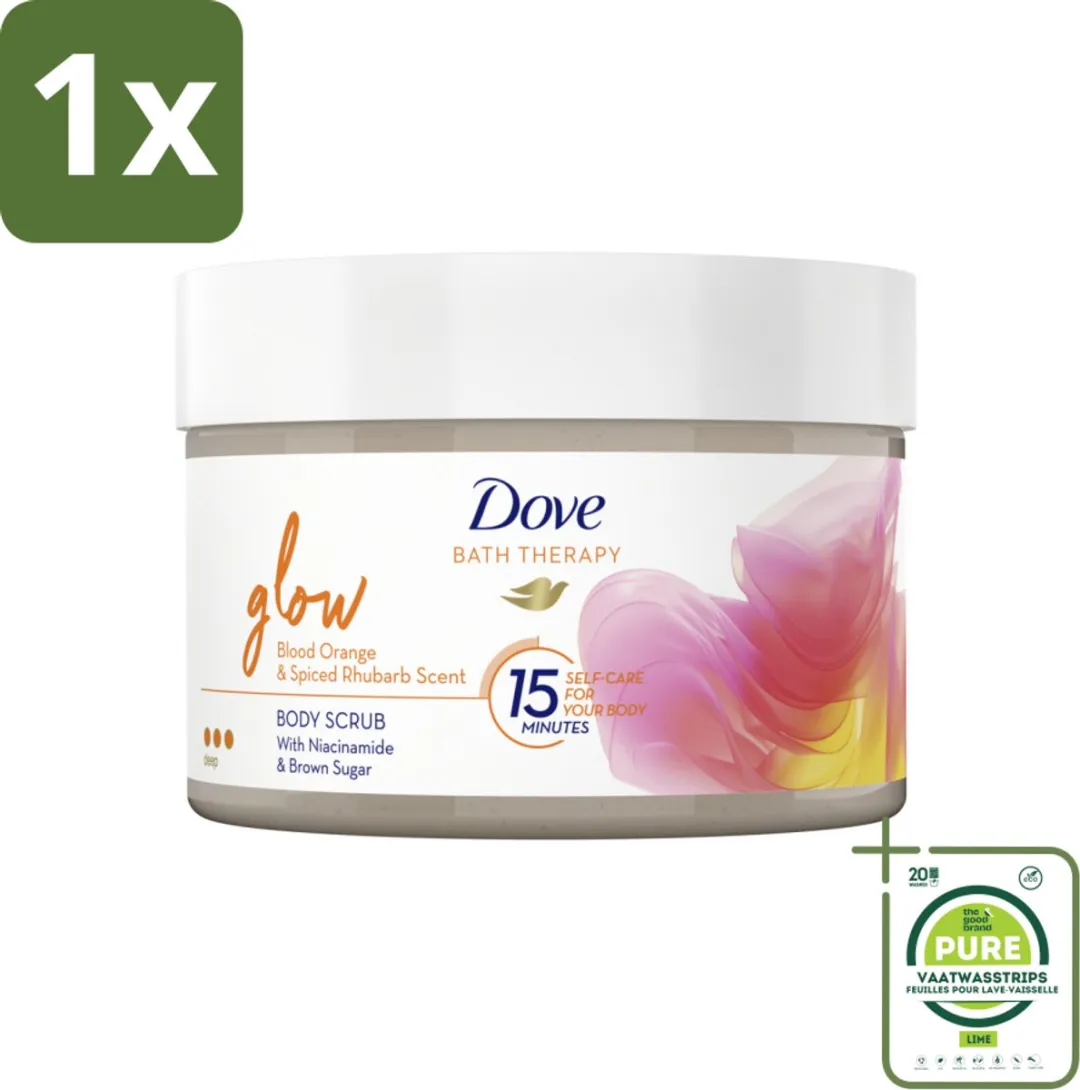 Dove Bath Therapy Glow Bodyscrub Bloedsinaasappel & Rabarber 295ml