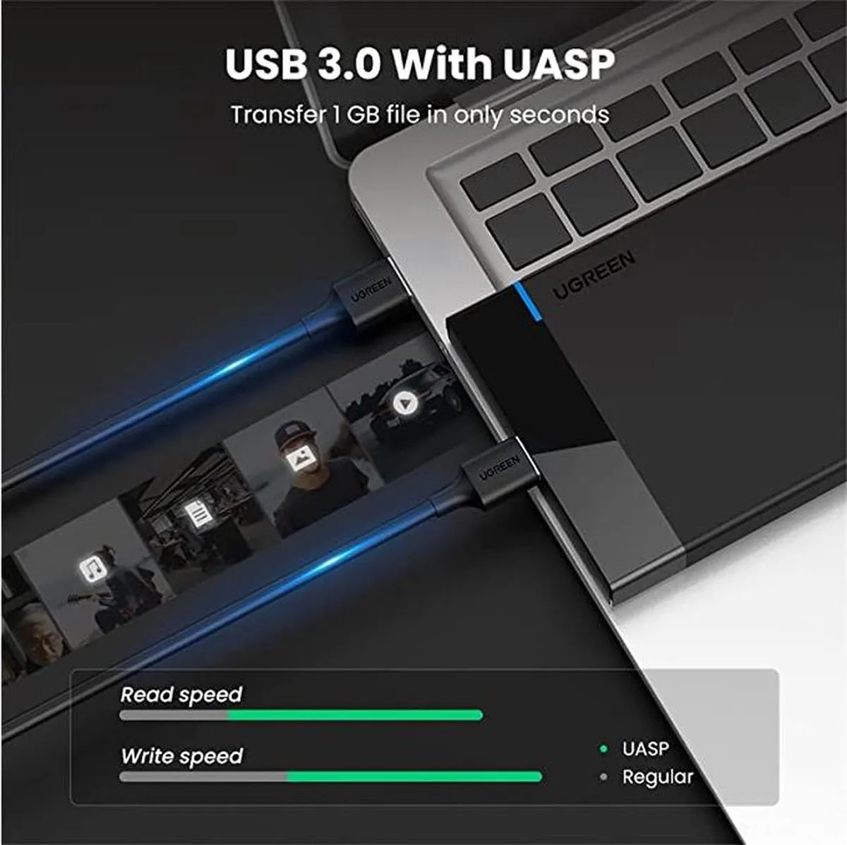 UGREEN 2,5" SATA HDD/SSD Behuizing USB3.0 - Zwart