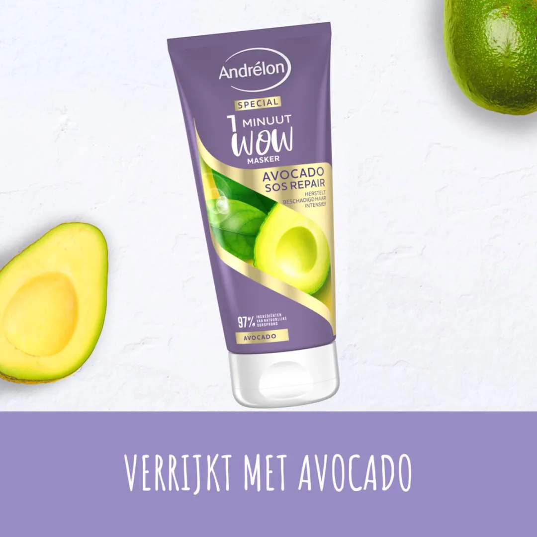 Andrélon 1 Minuut Wow Haarmasker Avocado SOS Repair 180ml