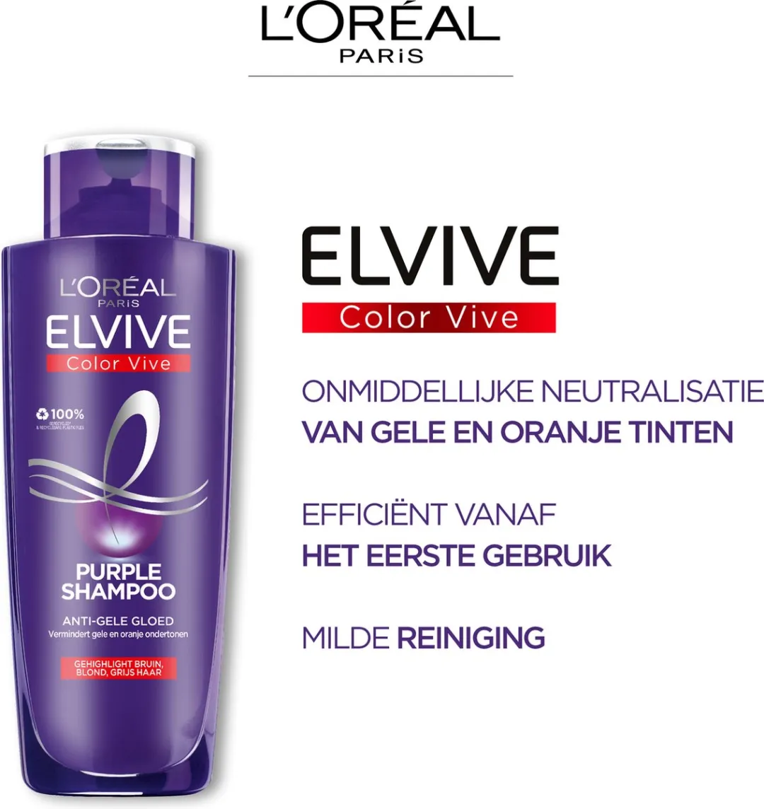 L'Oréal Paris Elvive Color Vive Purple Shampoo 200ml - Blond & Grijs - afbeelding 6 van 6