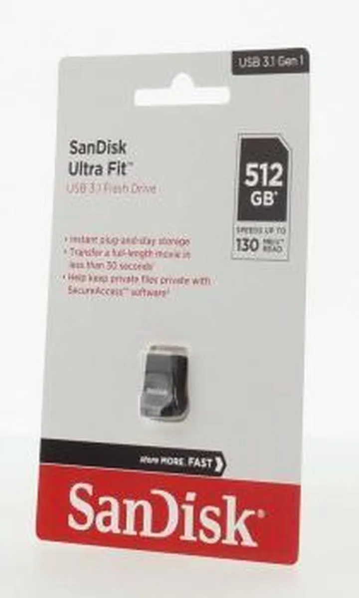 SanDisk Ultra Fit USB 3.1 512GB - Zwart