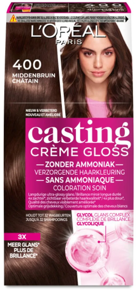 L'Oréal Casting Crème Gloss 400 Middenbruin - 6 Stuks