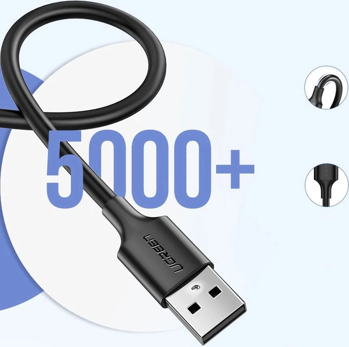UGREEN USB Kabel Micro USB 2.4A 1,5m - Zwart