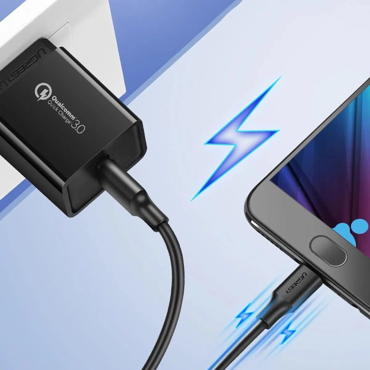 UGREEN USB Kabel Micro USB 2.4A 1,5m - Zwart