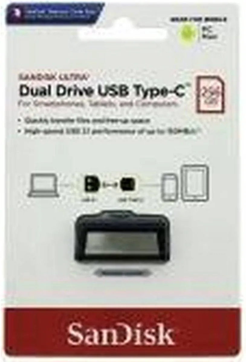 SanDisk Ultra DualDrive SDDD2-256G-GAM46 USB Stick 256GB - Zilver