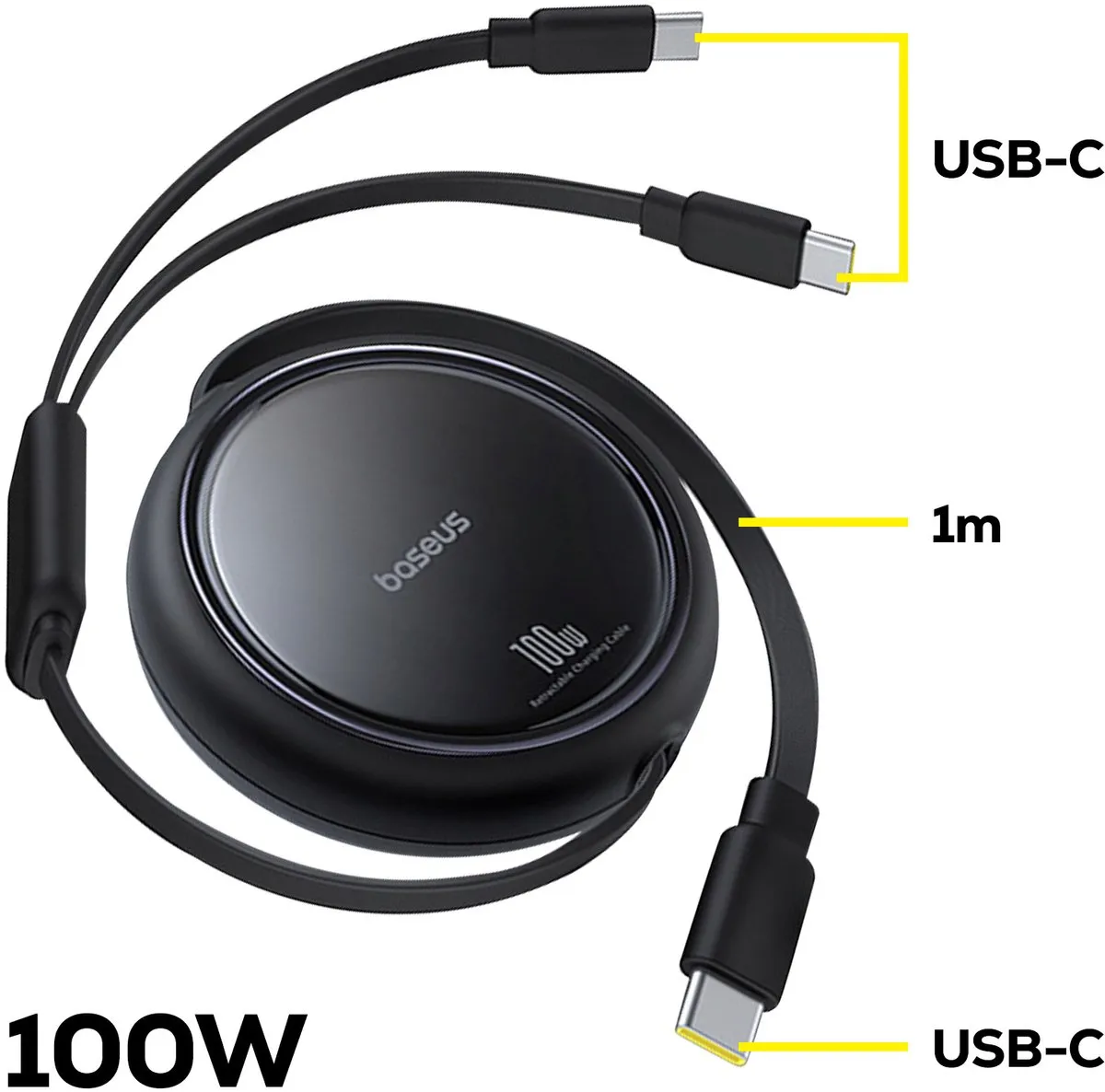 Baseus USB-C Kabel 2-in-1 100W 1m - Transparent