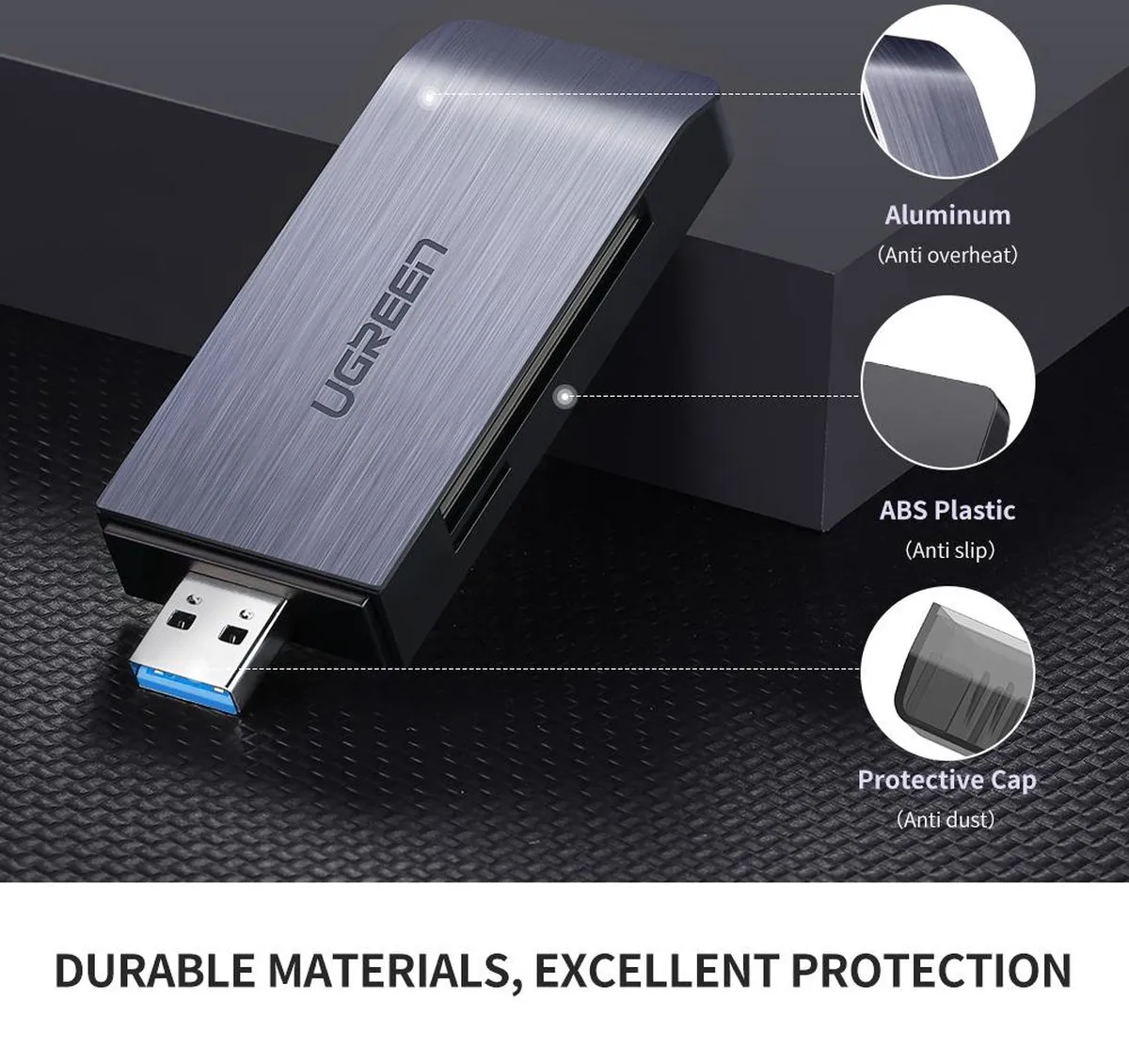 Ugreen 50541 Geheugenkaartlezer USB 3.0 - Grijs