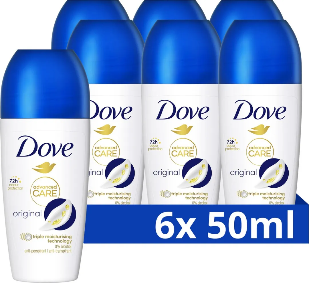 Dove Original Advanced Care Anti-Transpirant Roller - 6x50ml