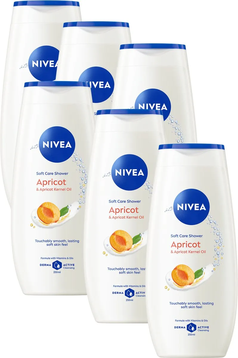 NIVEA Abrikoos & Abrikozenpitolie Soft Care Douchegel 250ml - 6 Stuks