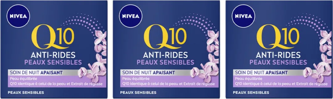 NIVEA Q10 Anti-Rimpel Nachtcrème Gevoelige Huid 3x50ml