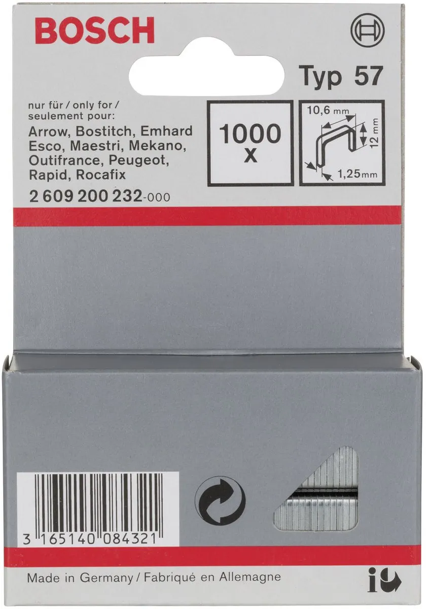 Bosch Draadnippels M5x0,8 10,6x1,25x12mm - 1000 Stuks