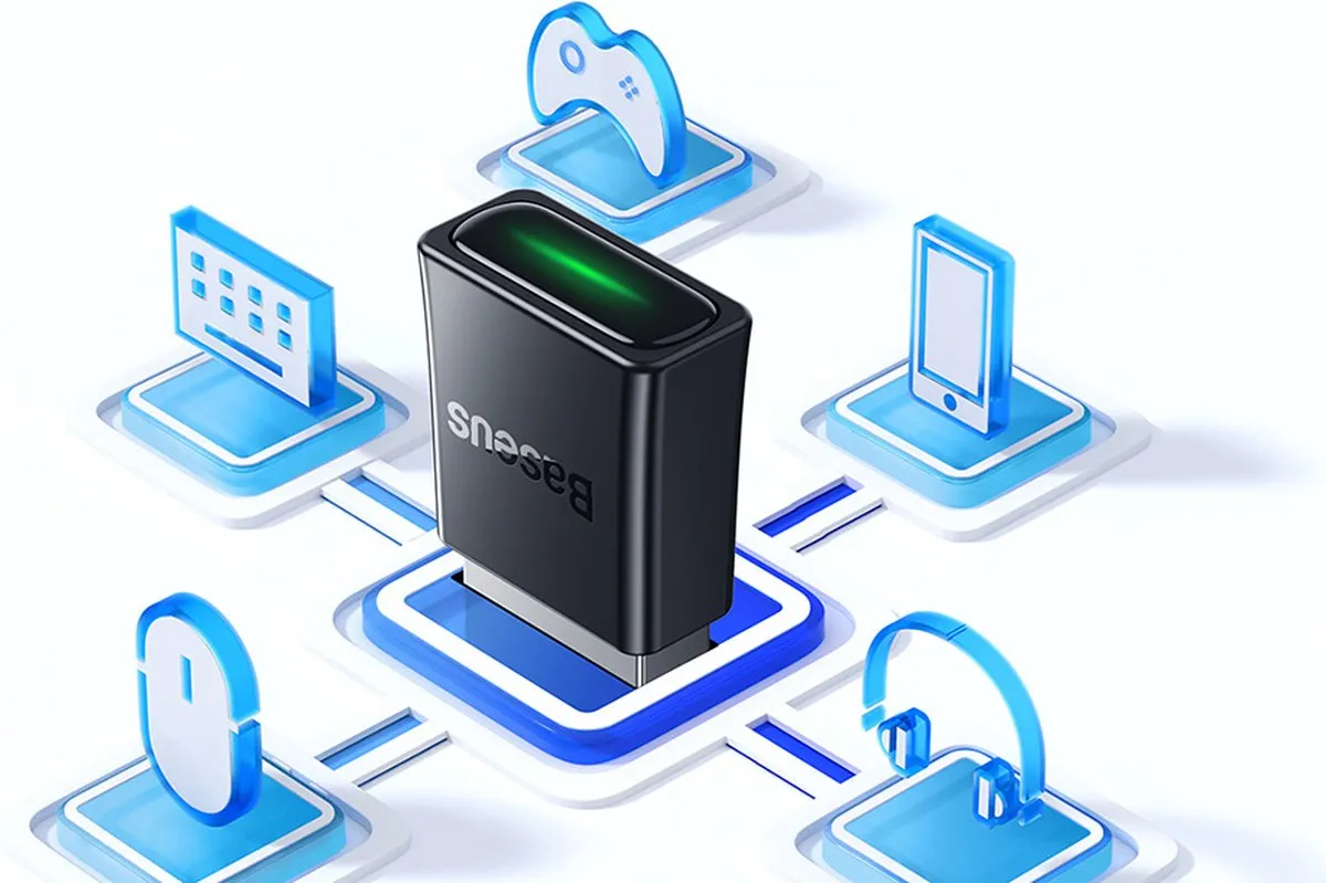 Baseus BA07 Bluetooth 5.3 Adapter - Zwart