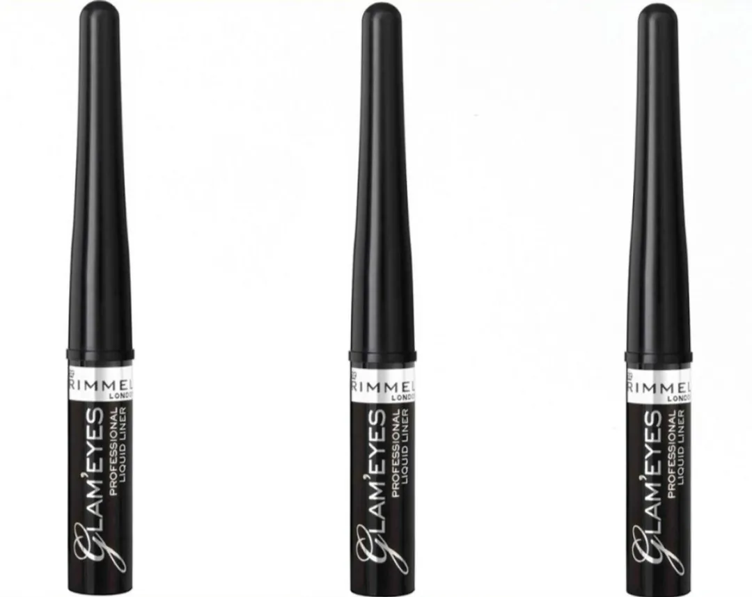 Rimmel London Glam'Eyes Professional Liquid Eyeliner - Zwart - 3 Stuks