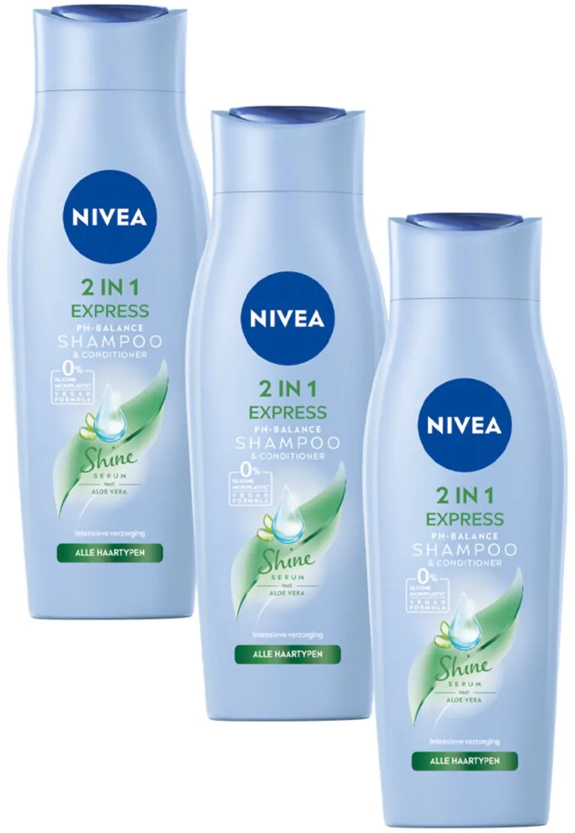 NIVEA 2-in-1 Care Express Shampoo & Conditioner - 3x250ml