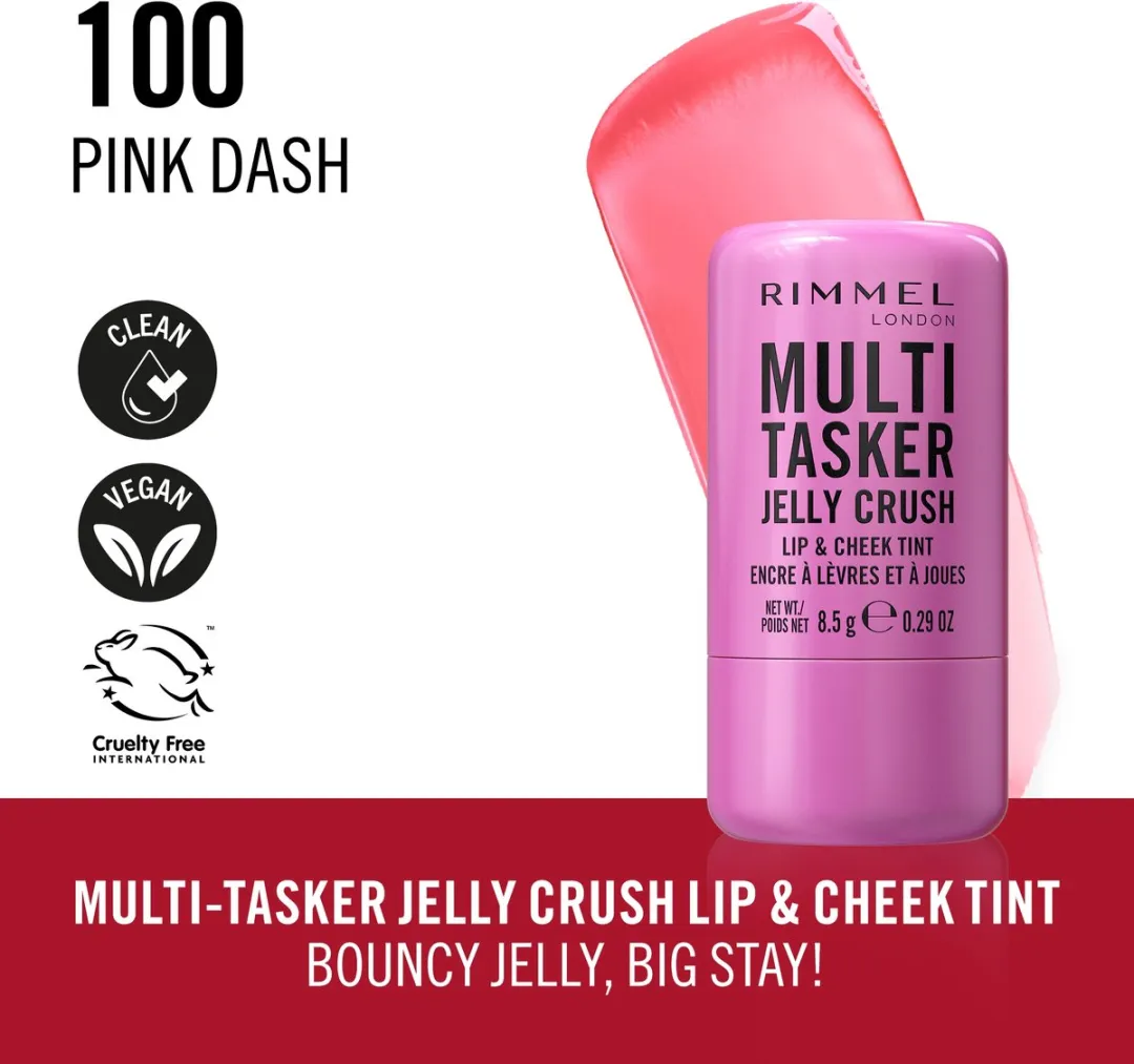 Rimmel London Multi-Tasker Jelly Crush Blush & Lip Stain 100 Pink Dash