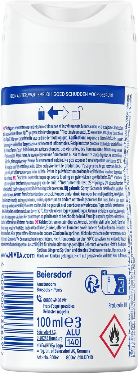 NIVEA Invisible For Black & White Anti-Transpirant Spray - 6x100ml