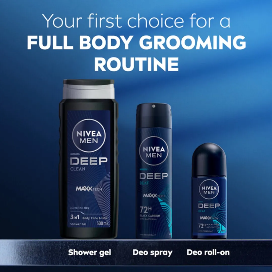 NIVEA MEN Deep Black Carbon Beat Deo Spray 72u - 6x150ml