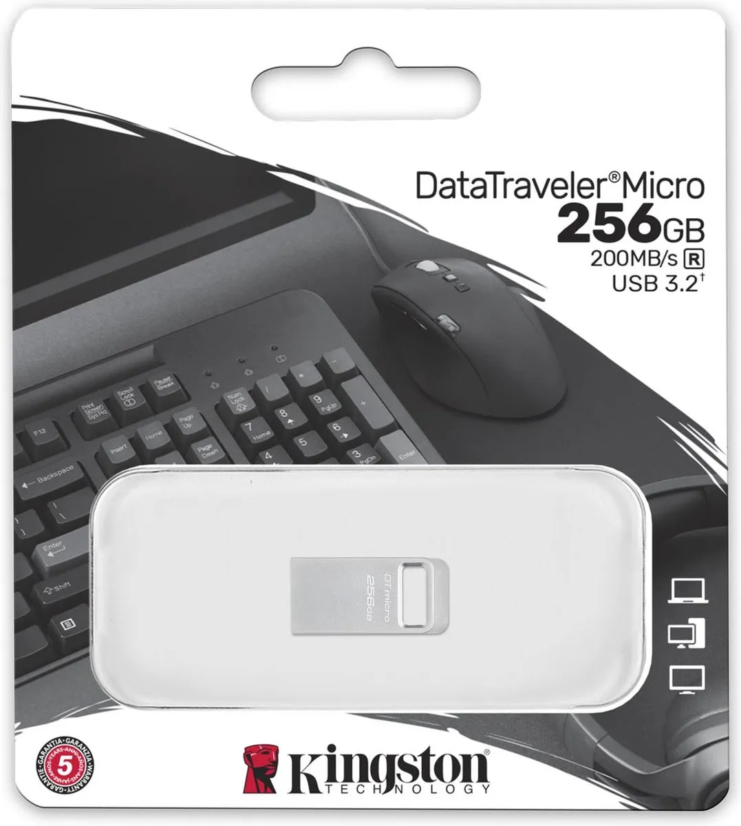 Kingston DataTraveler Micro DTMC3G2/256GB USB-stick 256GB - Zilver